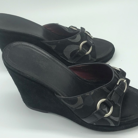 COACH Black Signature C Wedges - Picture 2 of 4